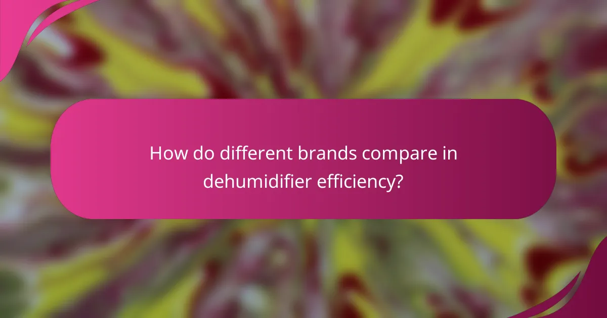 How do different brands compare in dehumidifier efficiency?