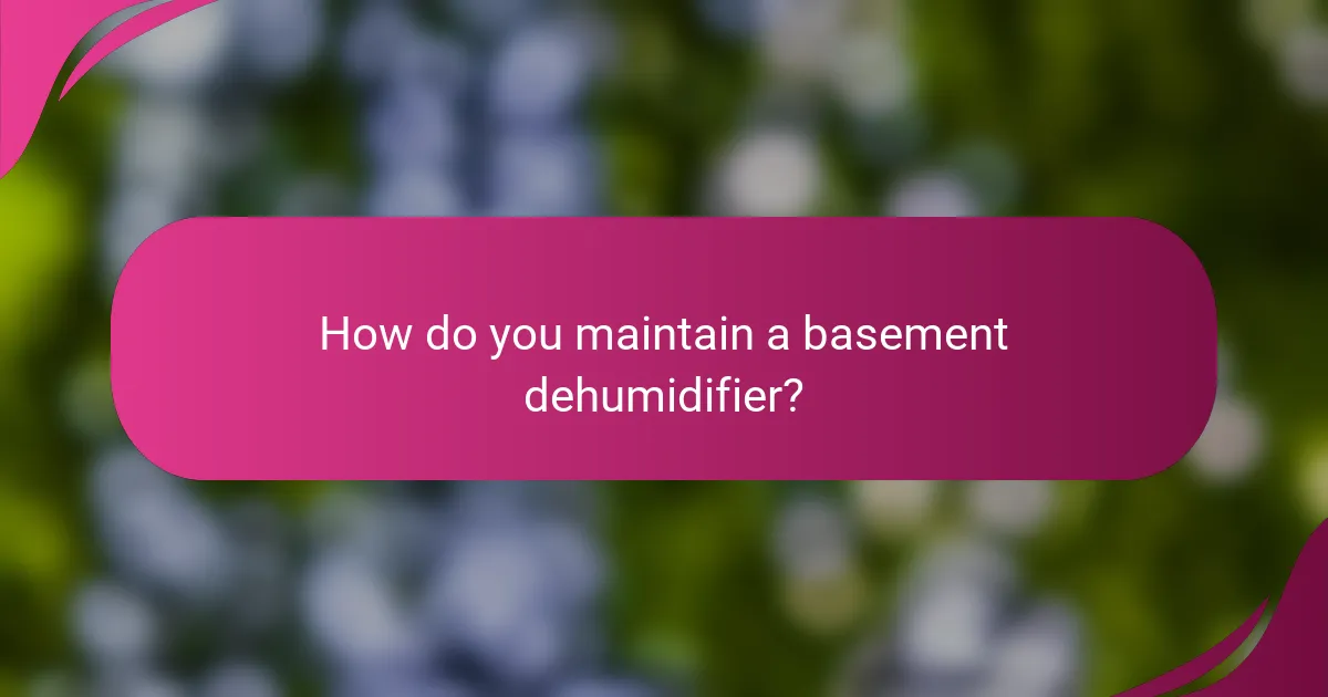 How do you maintain a basement dehumidifier?