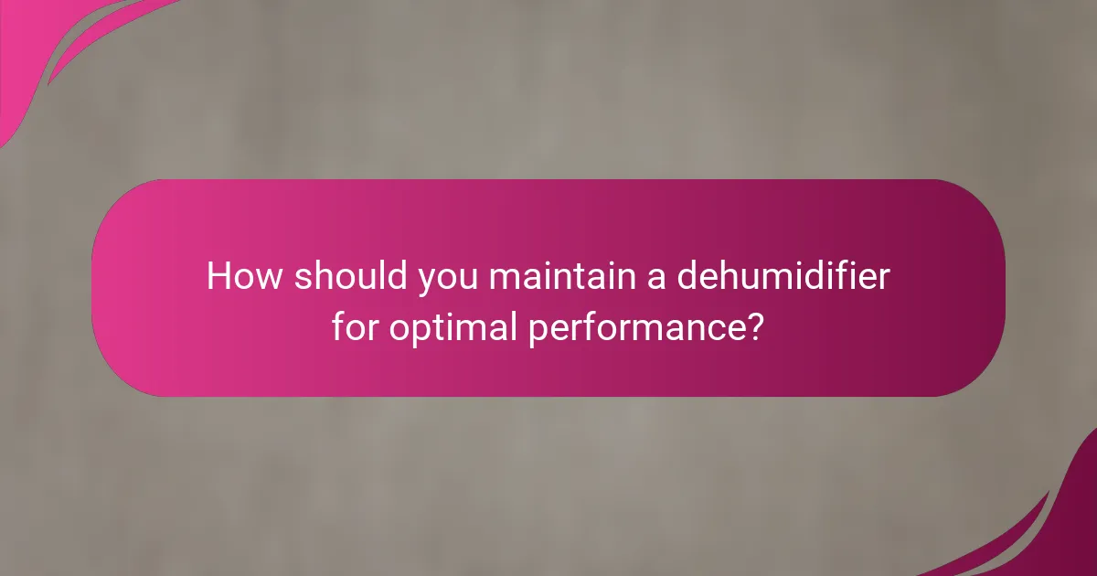 How should you maintain a dehumidifier for optimal performance?