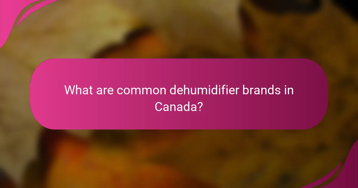 What are common dehumidifier brands in Canada?