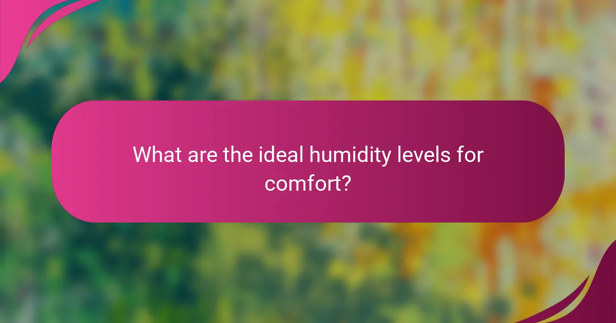 What are the ideal humidity levels for comfort?