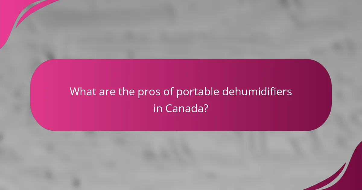 What are the pros of portable dehumidifiers in Canada?