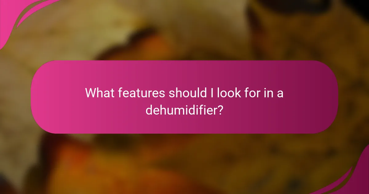 What features should I look for in a dehumidifier?