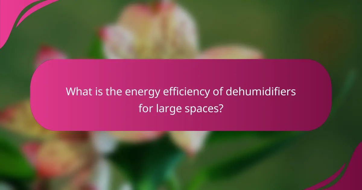 What is the energy efficiency of dehumidifiers for large spaces?