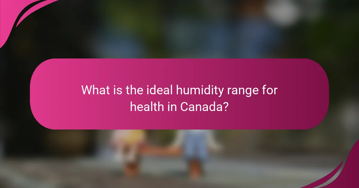 What is the ideal humidity range for health in Canada?